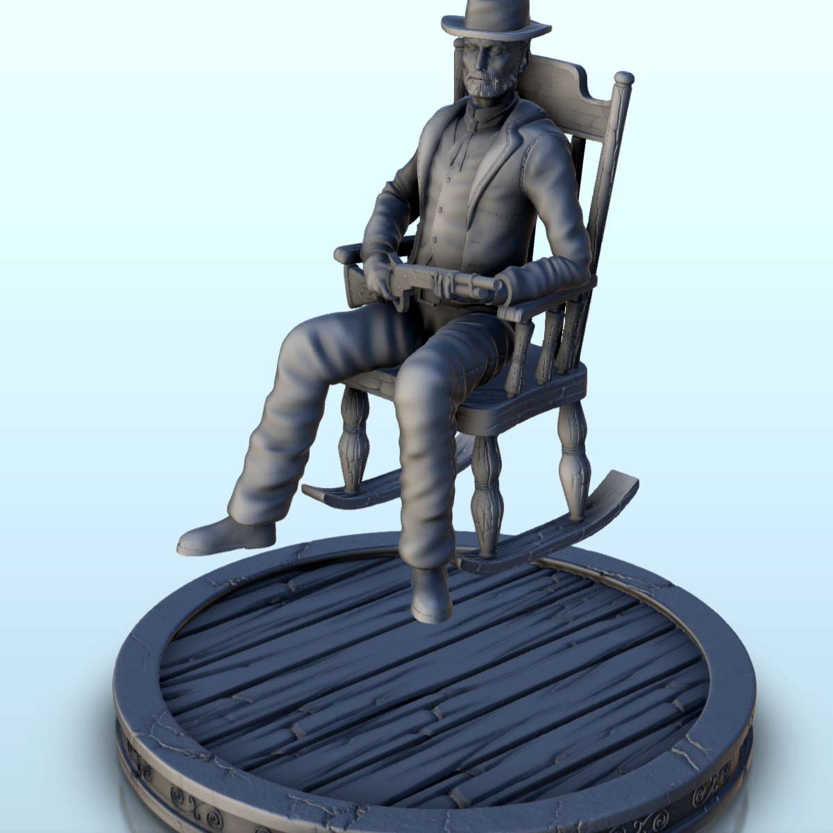 Old Man In A Rocking Chair With Rifle Old West Figure D Models