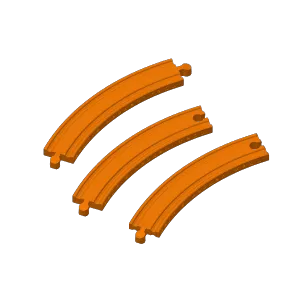 Wooden railway curves 45 degrees, various ends and lenghts