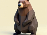 Polygon Bear Statue-0