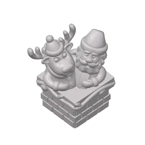 SANTA AND REINDEER IN CHIMNEY