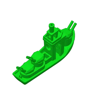 Battle Ship Benchy with rotating turret