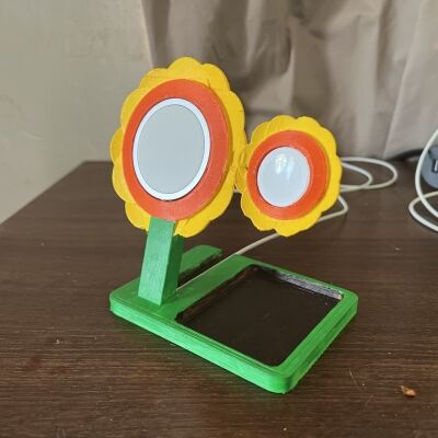 Sunflower MagSafe iPhone and Apple Watch phone stand 3d model
