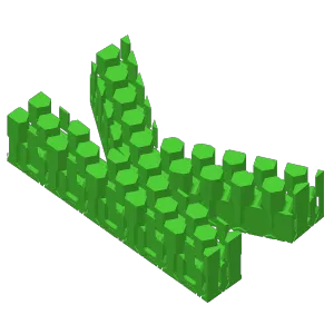 The "K"-shaped pop it toy is a 3D model featuring raised, bu