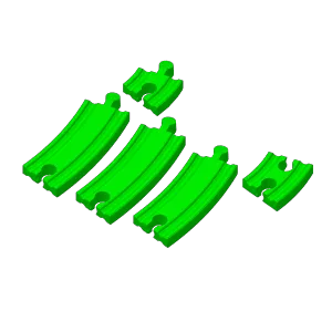 Wooden railway curves 22.5 degrees, various ends and lenghts