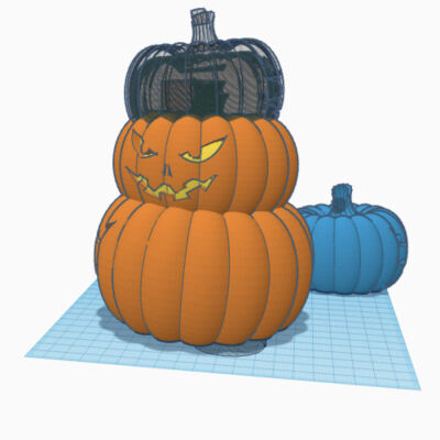 Three headed pumpkin 3d model