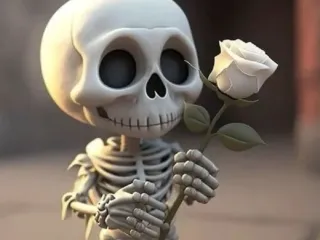 Skeleton with rose