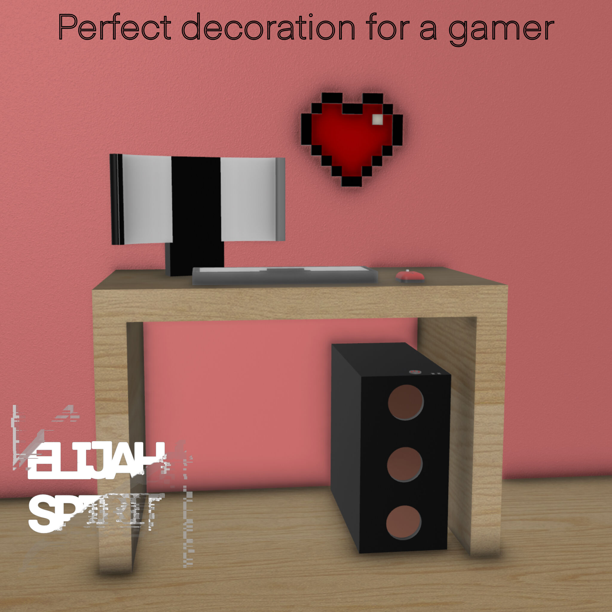 Wall mounted pixel heart for easy fillament change print