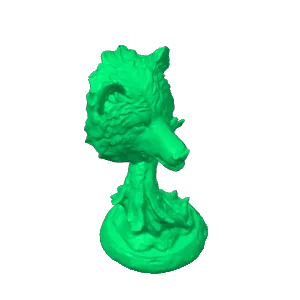 wolf head on log