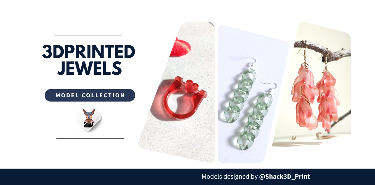 A collection of 3D printable jewelry