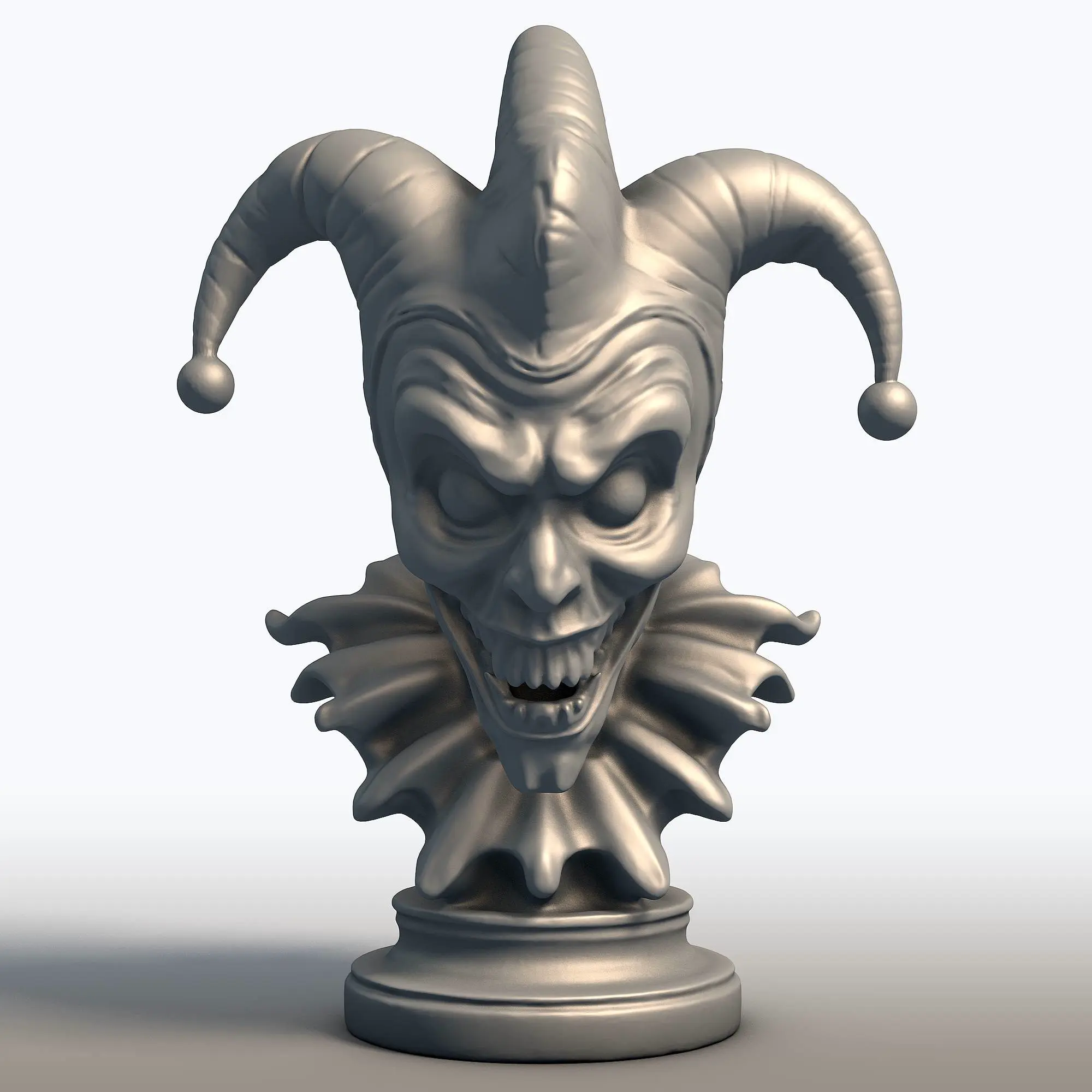 Creepy Jester Bust - Sinister Clown Head Sculpture