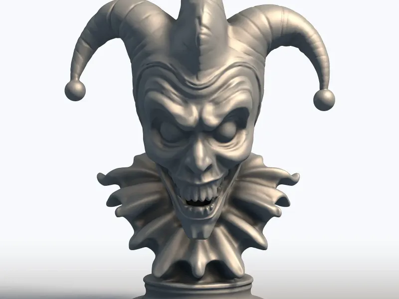Creepy Jester Bust - Sinister Clown Head Sculpture
