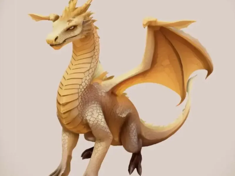Yellow Dragon STL – Majestic Fantasy Dragon Figurine