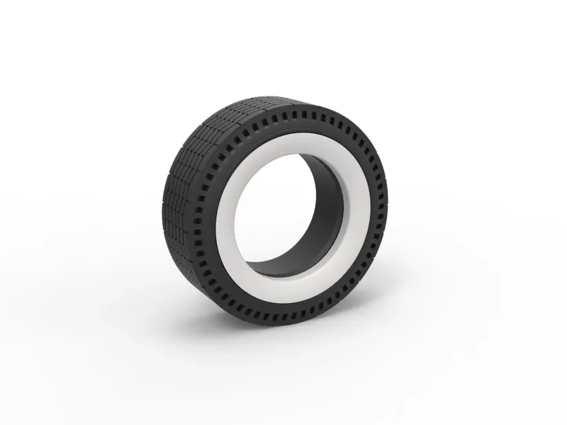 Whitewall rear tire of vintage dragster V9 Scale 1:25