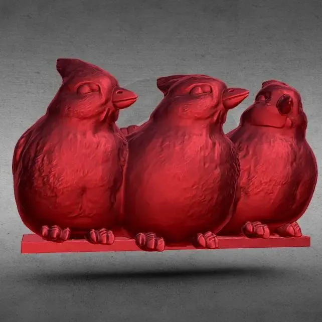 three cadinals sitting planter decoration