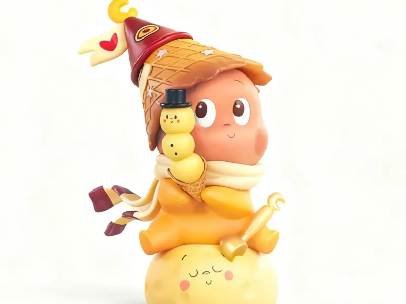 Grazioso e adorabile ornamento a forma di personaggio stella con un gelato