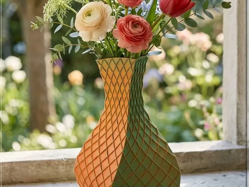 Vase à fleurs torsadé