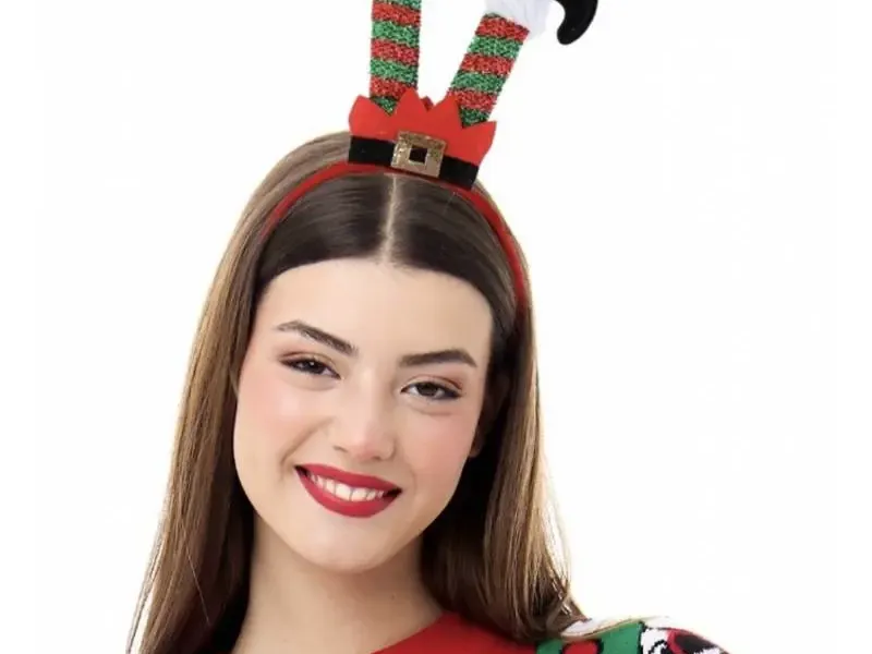 VINCHA DE ELFOS NAVIDEÑOS CON PIES CERRADOS HACIA ARRIBA