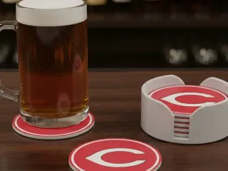 REDS COASTERS AND HOLDER