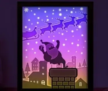 Santa Claus gives gifts V4 light box shadow box