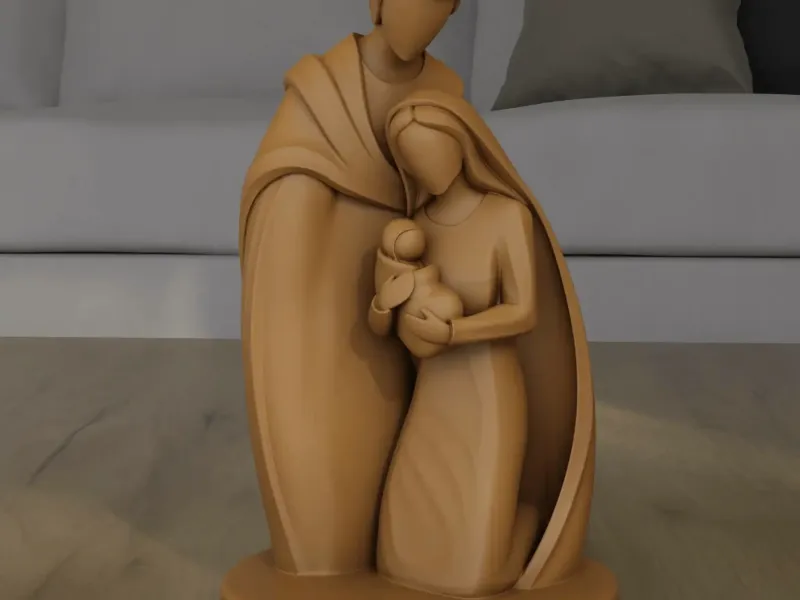 Minimal Holy Family Nativity Scene STL 3D Model