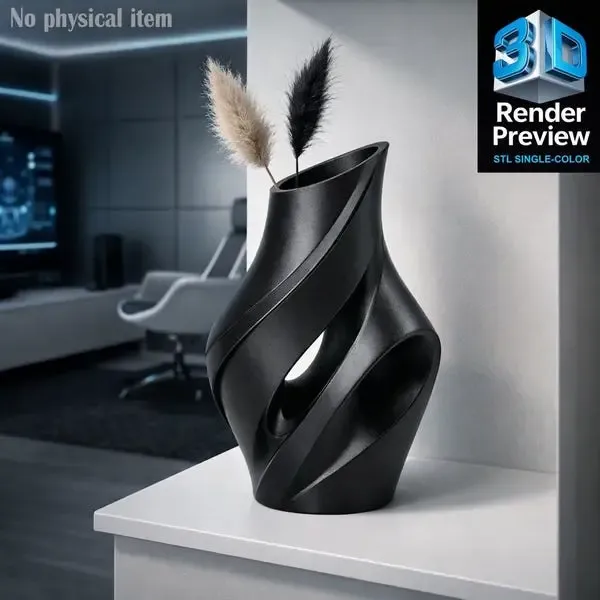 Modern Twisted Abstract Vase STL | Single-Color 3D Print Dec