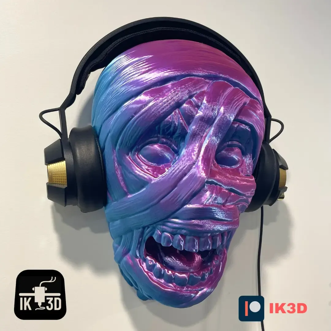 MUMMY HEAD WALL MOUNTED HEADPHONES HOLDER - NO SUPPORTS