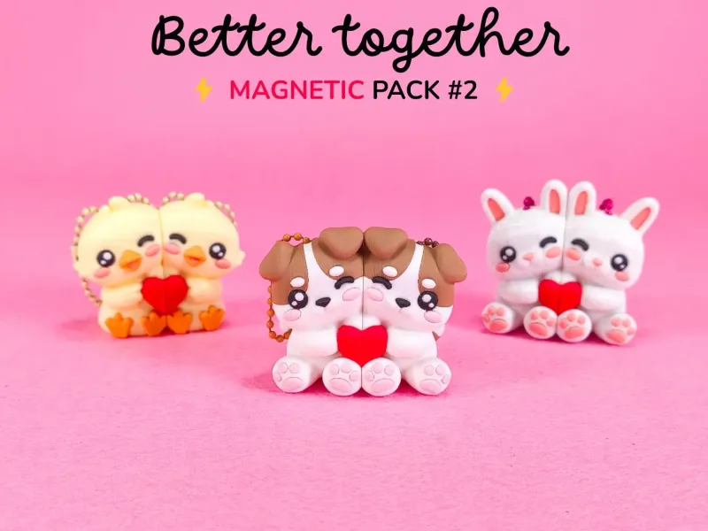 ベスト・トゥゲザー（犬、うさぎ、ひよこ）、マグネットキーチェーンパック