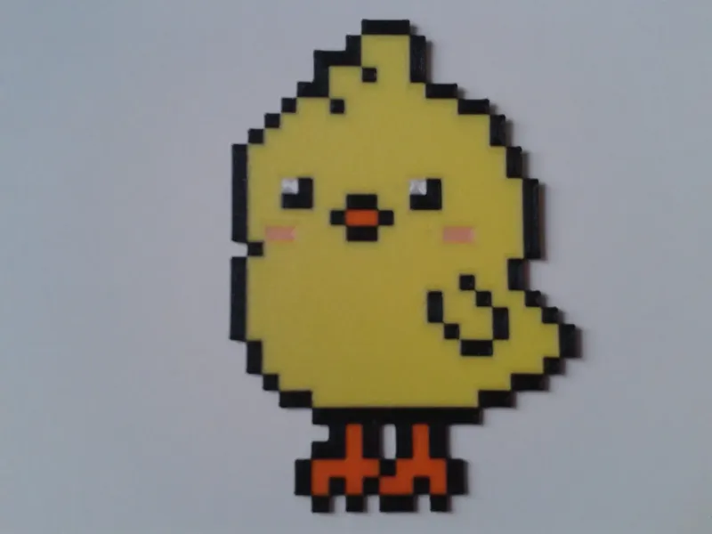 chick-8-bit-pixel-art, 5 colors (by sub-object)