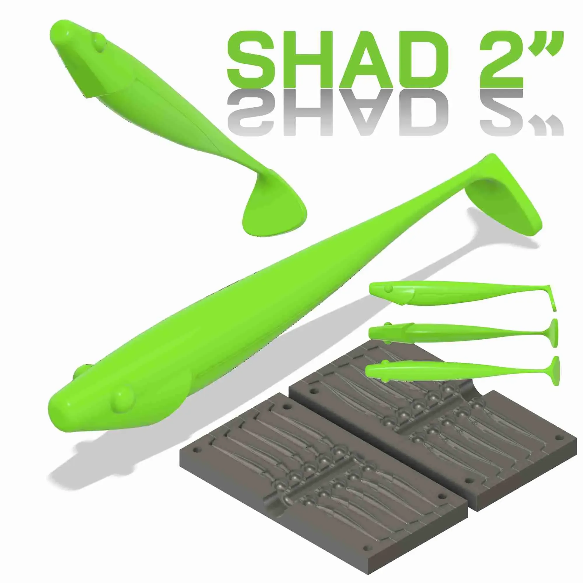 MOLD SHAD 2 INCH STL FILE FOR CNC AND 3D PRINT