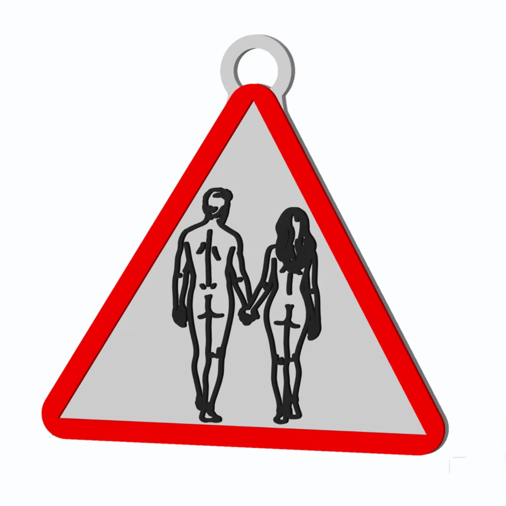 Nudism/Nude Walking - Warning/Danger Traffic Sign - Keychain