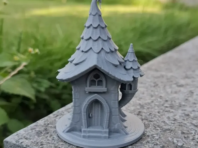 Storybook Fairy Tower Cottage – Curled Roof & Turret