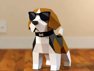 Low-Poly Beagle with Sunglasses