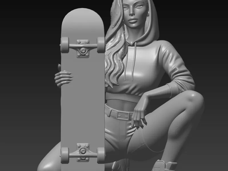 skateboarder girl stl file for 3d printing
