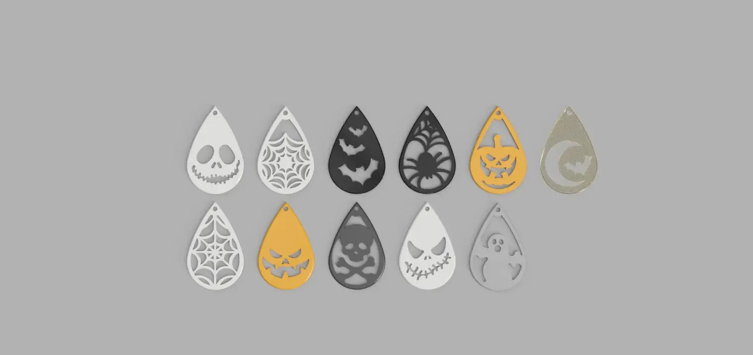 11 Halloween Teardrop Earring Designs in 1 set