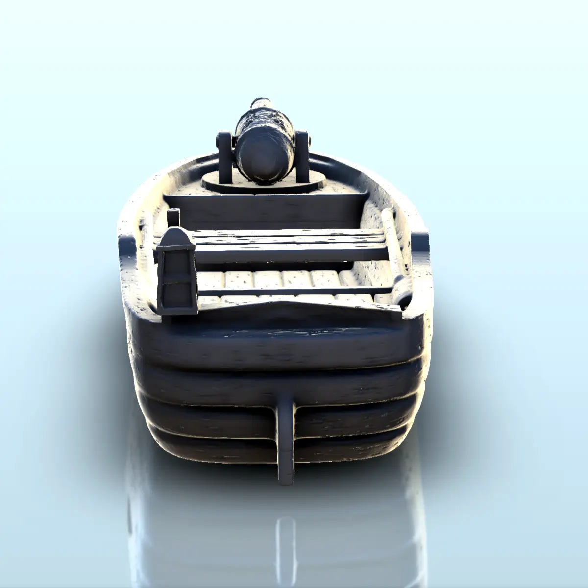Paddelboot mit Pulverkanone (1) - Kulisse mittelalterliches Miniat