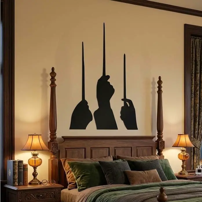 Wizard Wand Silhouette - 3 Piece Wall Art Decor
