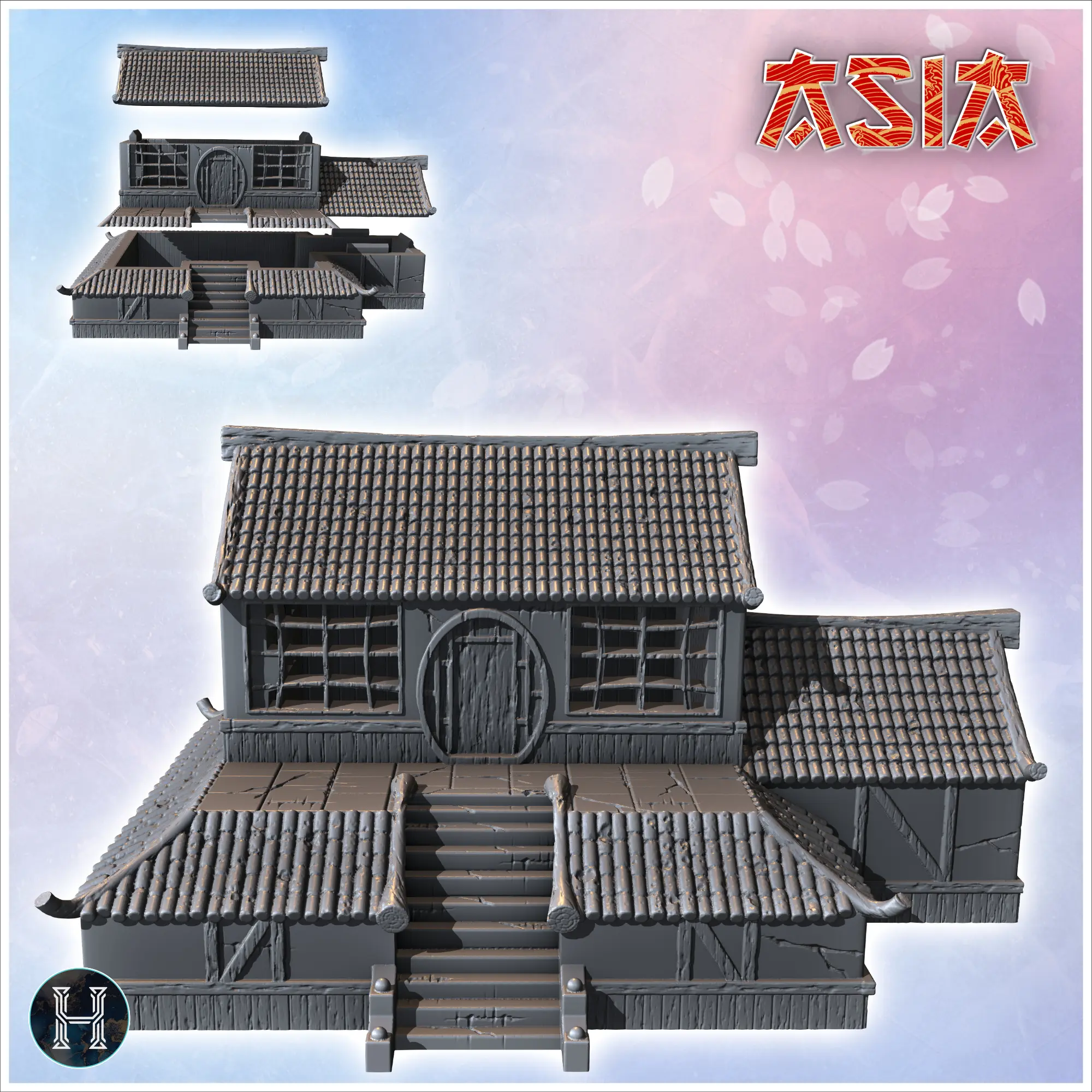 Large Asian building with multi-storey round door and grand | 3D models ...