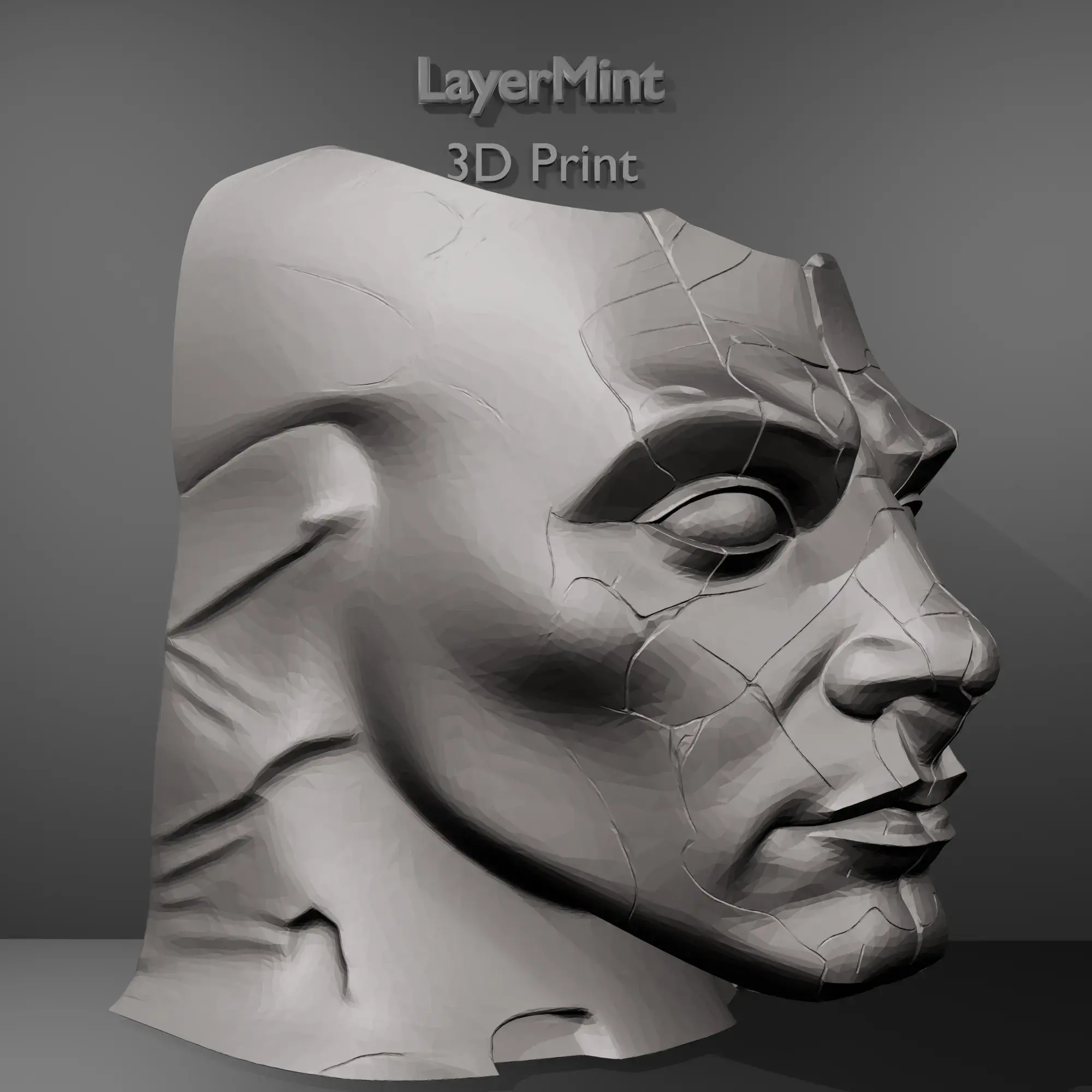 Exploding Face Stl Sculptures & Artworks STL Download - Cracked Demon Face Wall Sculpture ...