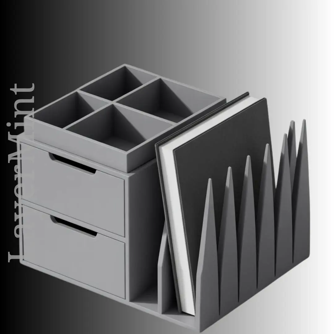 Dual Drawer Desk Organizer with Vertical Slots and Top