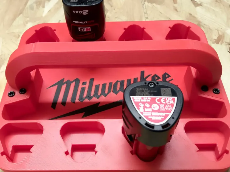 handle case 8 Milwaukee M12 battery holder