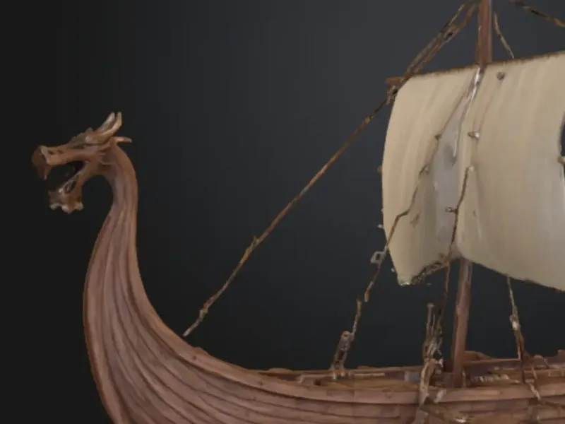 Drakkar viking avec les rames au repos