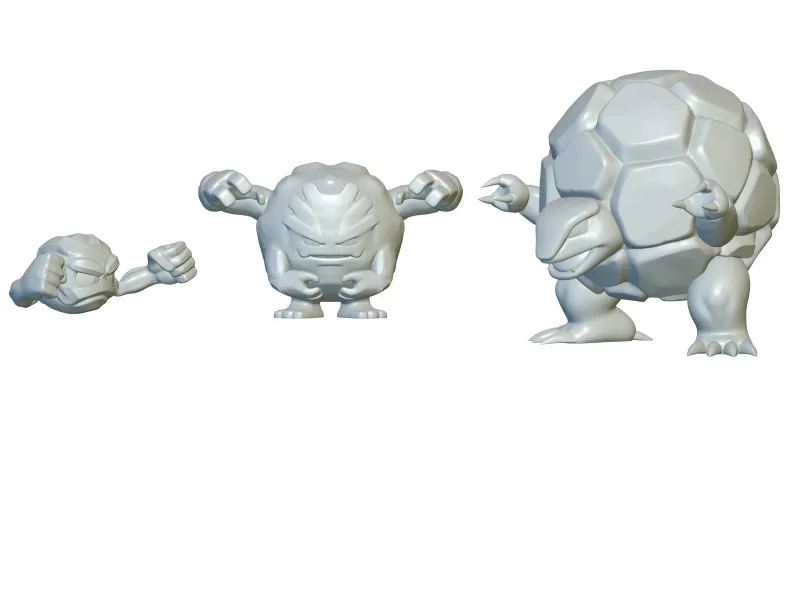 Pokemon Geodude &amp; Graveler &amp; Golem - Imprimare 3D!