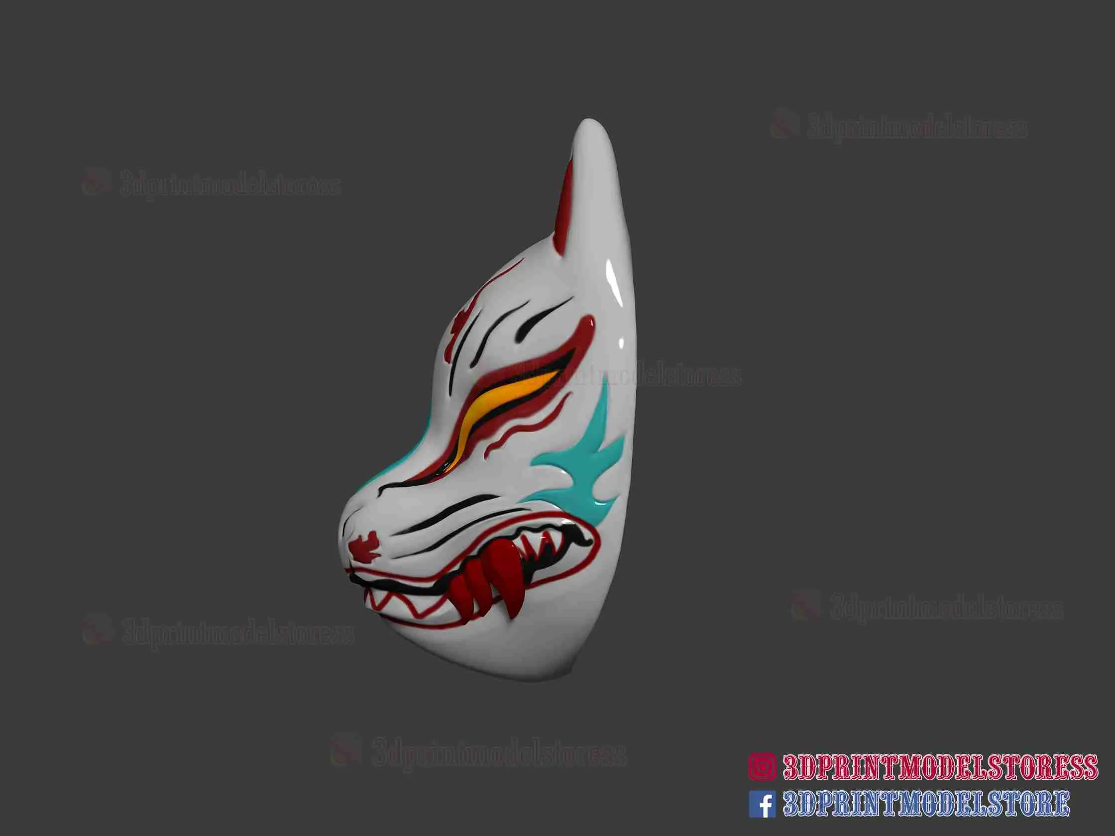 Maschera da volpe kitsune giapponese - Oni Samurai Cosplay