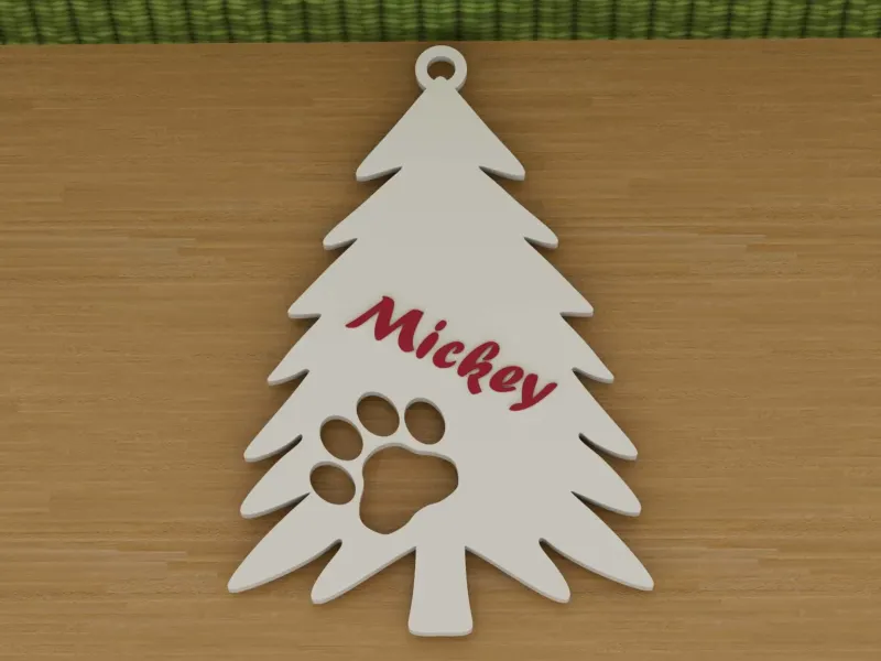 Christmas ornament with dog paw and custom name