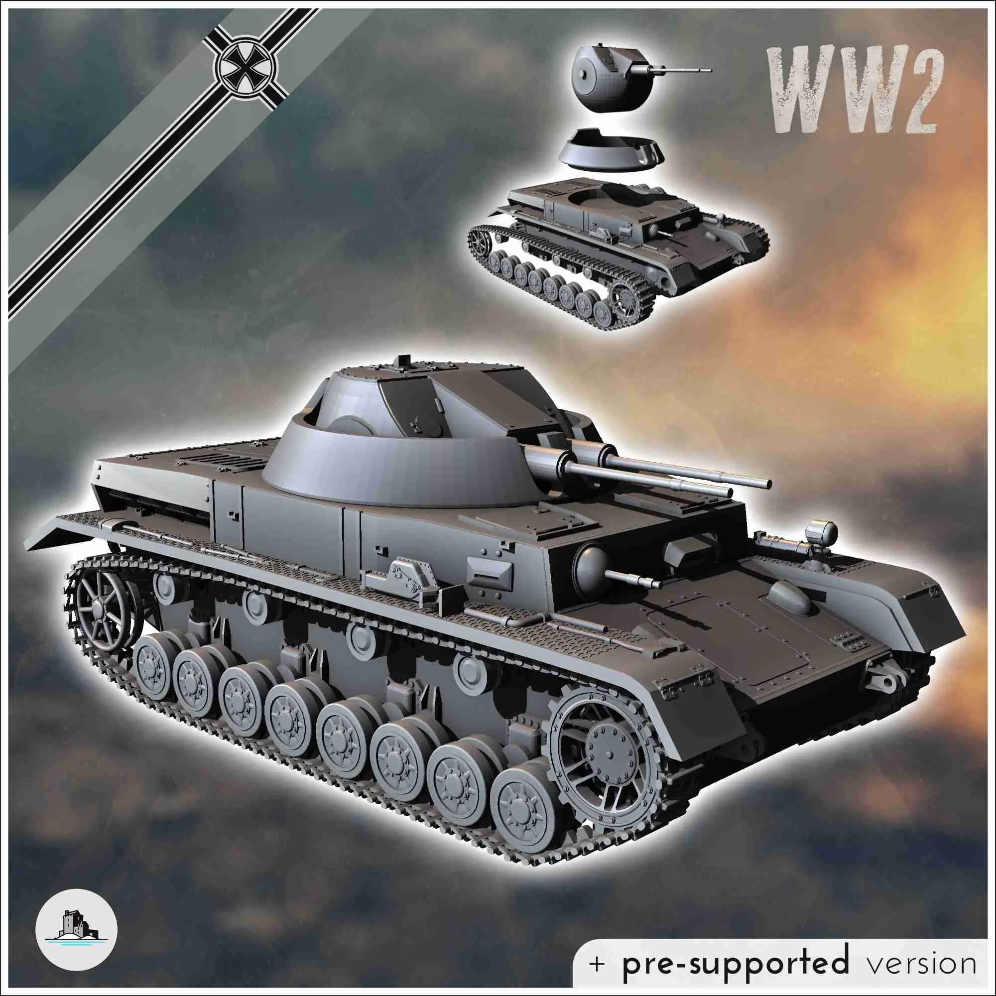 Flakpanzer IV AA Kugelblitz - Miniaturen Panzer ww2 Flammen Krieg