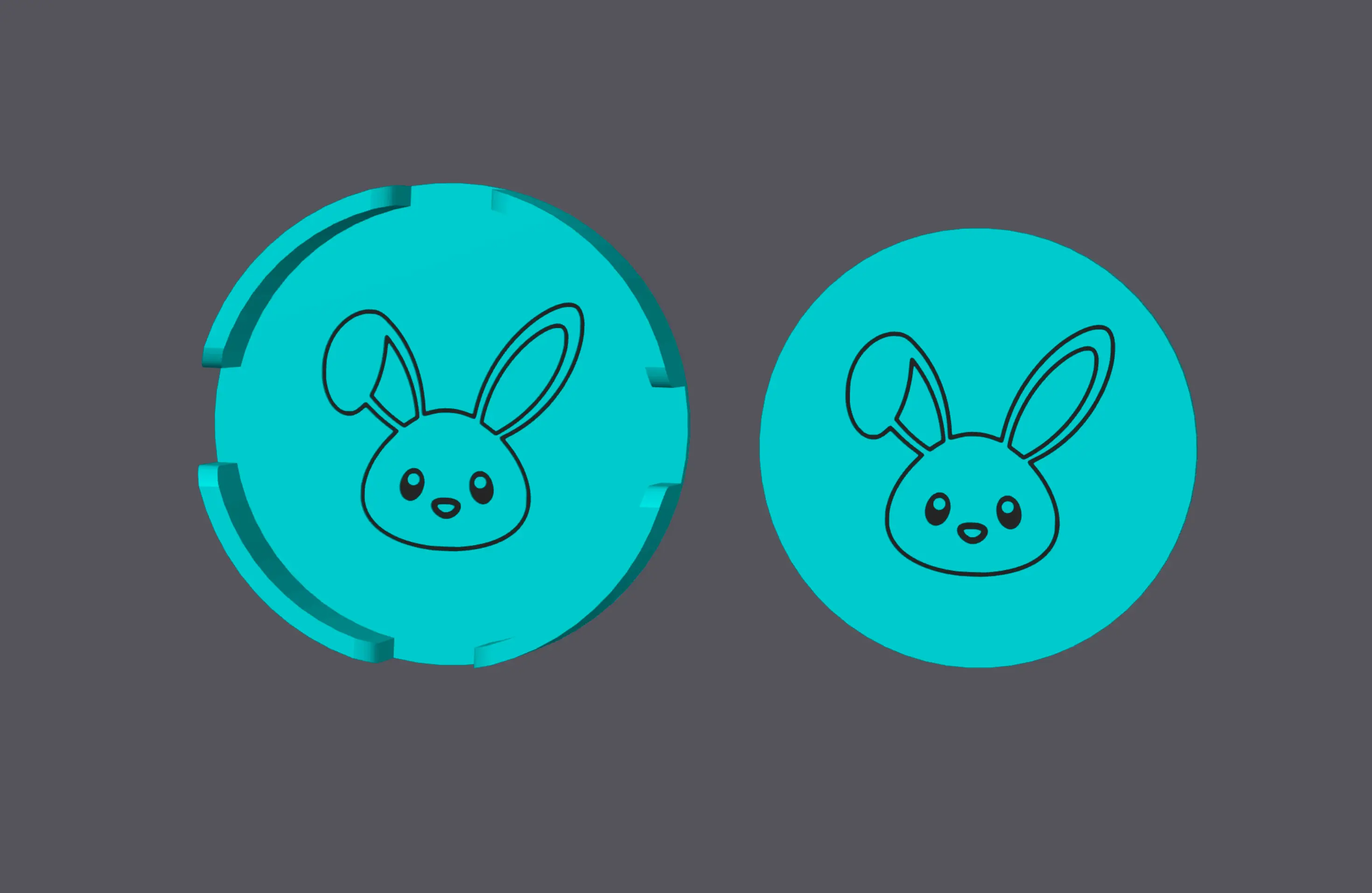 Farm Animals - Bunny Head - Round Coasters with holder