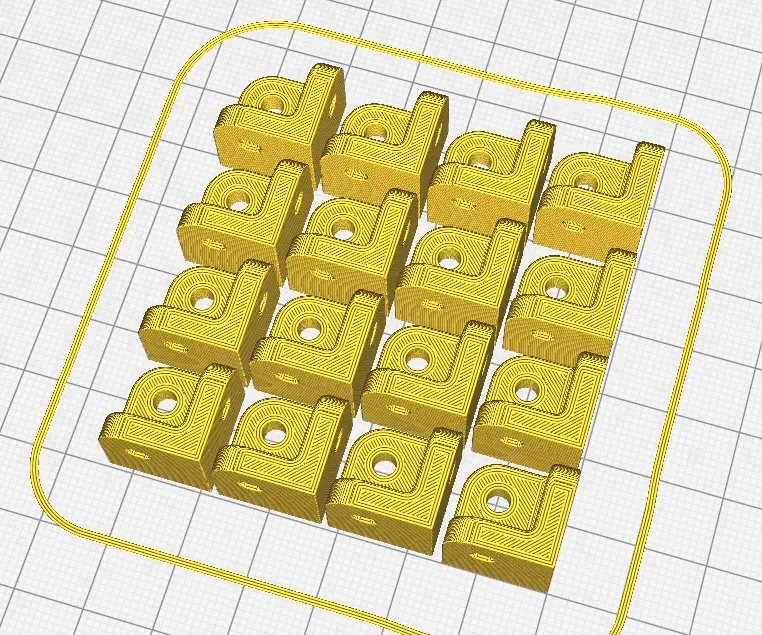 printed corner bracket for cubes.  holes 10mm from edges