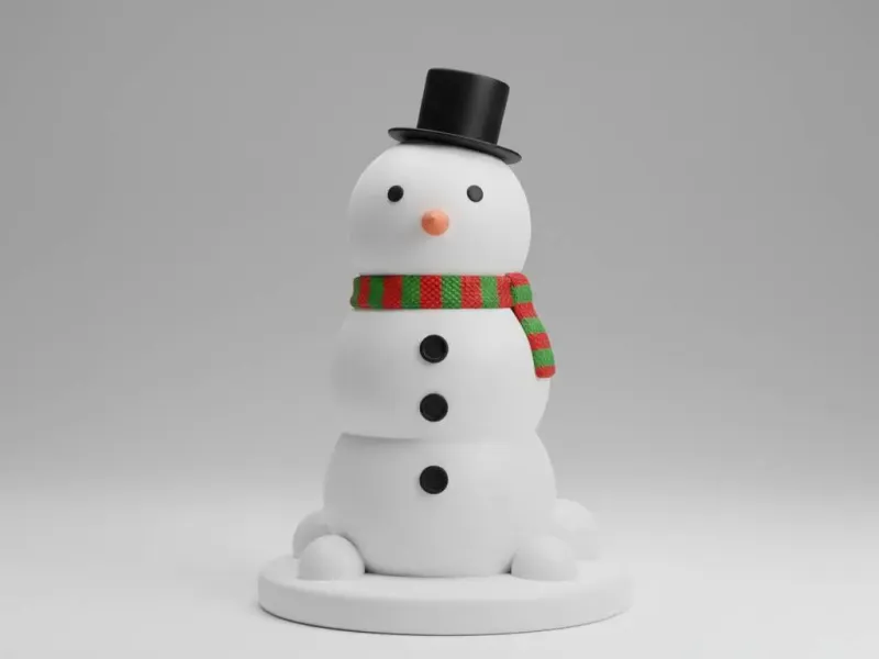 Cute Christmas Snowman 3D Print – Decorative Holiday Figurin