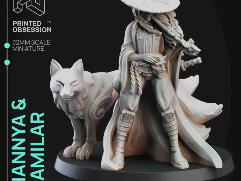 Hannya & Familiar - Lagere Demon - VOORONDERSTEUND - 32mm Schaal