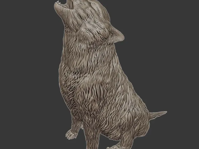 Wolf Figurine 3D Model – Realistic Wild Wolf Animal Printabl